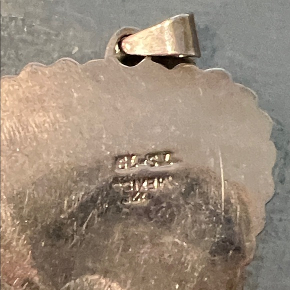 Southwestern Taxco mexican Black Heart Sterling Silver Pendant and Earring Set, - Picture 6 of 7